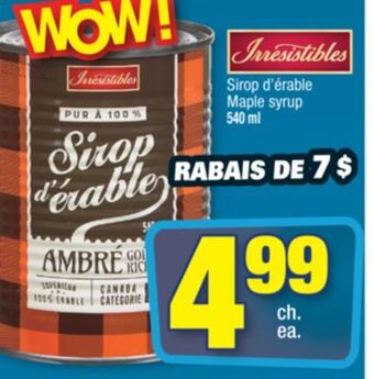 Jean Coutu Irresistibles maple syrup offer