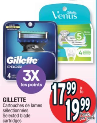 Jean Coutu Gillette selected blade cartridges offer