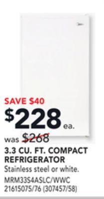 Réno Dépôt Midea 3.3 cu. ft. compact refrigerator offer