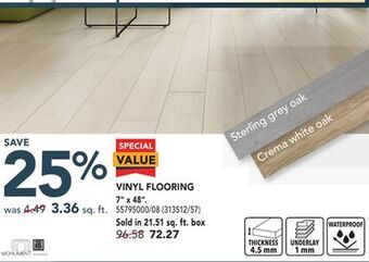Réno Dépôt Monument vinyl flooring, 7 x 48 offer