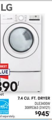 Réno Dépôt Lg 7.4 cu. ft. dryer offer
