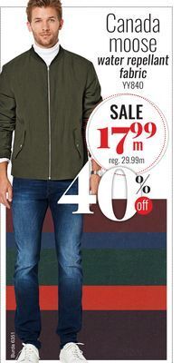 Fabricville Canada moose water repellant fabric offer