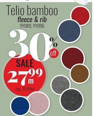 Fabricville Telio bamboo fleece & rib offer