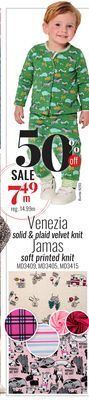 Fabricville Venezia solid velvet knit,plaid velvet knit, jamas soft printed knit offer