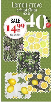Fabricville Lemon grove printed cotton offer