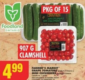 No Frills FARMER'S MARKET GRAPE TOMATOES or MINI CUCUMBERS offer