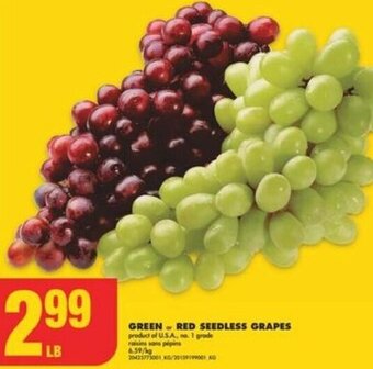 No Frills GREEN or RED SEEDLESS GRAPES offer