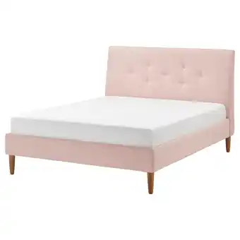 IKEA Idanäs upholstered bed frame, gunnared pale pink, queen offer