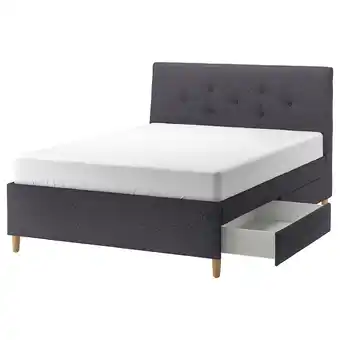 IKEA Idanäs upholstered storage bed, gunnared dark gray, queen offer