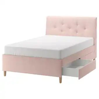 IKEA Idanäs upholstered storage bed, gunnared pale pink, full/double offer