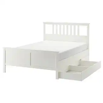 IKEA Hemnes bed frame with 2 storage boxes, white stain, queen offer