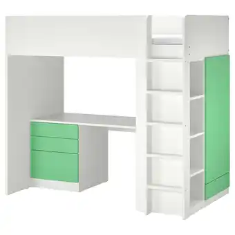 IKEA Småstad loft bed, white green/with desk with 4 drawers, twin offer