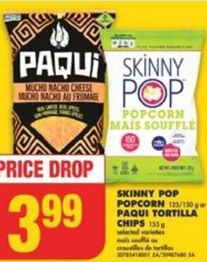 No Frills SKINNY POP POPCORN OR PAQUI TORTILLA CHIPS offer