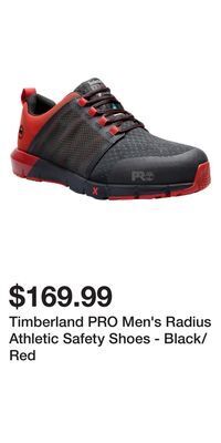 Mark's Timberland pro men's radius athletic safety shoes - black/red offer