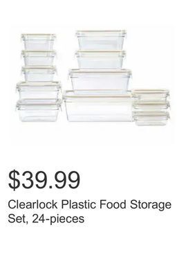 Costco Clearlock plastic food storage set, 24-pieces offer