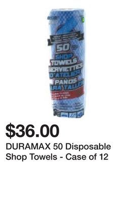 Dollarama Duramax 50 disposable shop towels - case of 12 offer