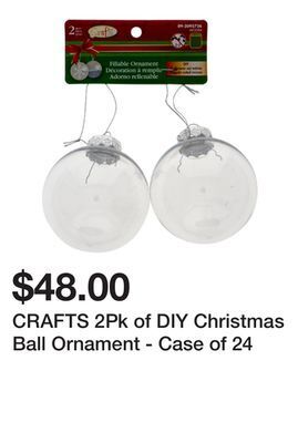 Dollarama Crafts 2pk of diy christmas ball ornament - case of 24 offer