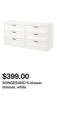 IKEA Songesand 6-drawer dresser, white offer