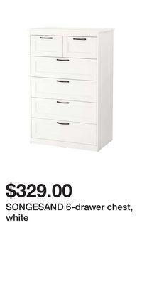 IKEA Songesand 6-drawer chest, white offer