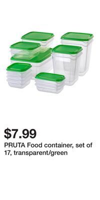 IKEA Pruta food container, set of 17, transparent/green offer