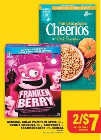 No Frills GENERAL MILLS PUMPKIN SPICE, COUNT CHOCULA, BOOBERRY or FRANKENBERRY CEREAL offer