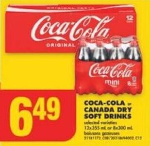 No Frills COCA-COLA or CANADA DRY SOFT DRINKS offer