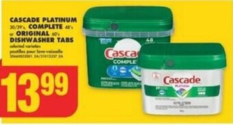 No Frills CASCADE PLATINUM, COMPLETE or ORIGINAL DISHWASHER TABS offer