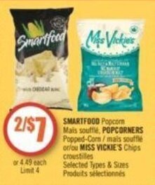 Shoppers Drug Mart SMARTFOOD Popcorn or MISS VICKIE'S offer