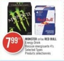 Shoppers Drug Mart MONSTER or RED BULL Energy Drink offer