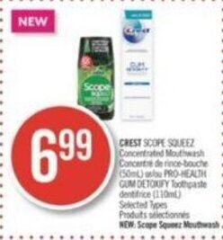 Shoppers Drug Mart CREST SCOPE SQUEEZ offer