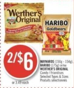 Shoppers Drug Mart MAYNARDS, HARIBO or WERTHER'S ORIGINAL Candy offer