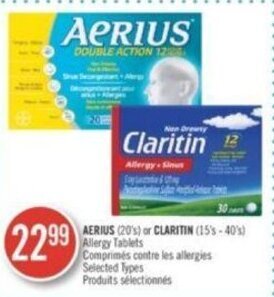 Shoppers Drug Mart AERIUS or CLARITIN Allergy Tablets offer
