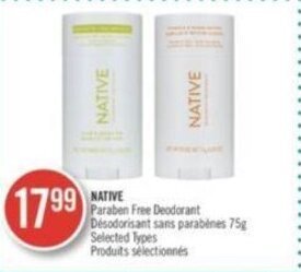 Shoppers Drug Mart NATIVE Paraben Free Deodorant offer