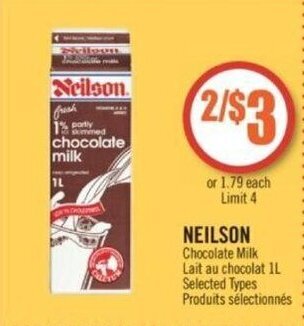 Shoppers Drug Mart NEILSON Chocolate Milk offer