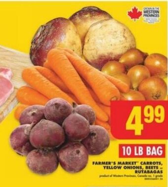 No Frills FARMER'S MARKET CARROTS, YELLOW ONIONS, BEETS or RUTABAGAS offer