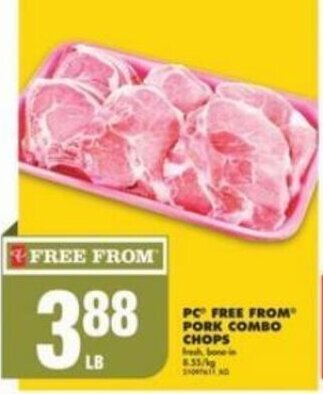No Frills PC FREE FROM PORK COMBO CHOPS offer