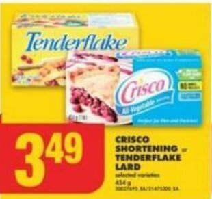 No Frills CRISCO SHORTENING or TENDERFLAKE LARD offer