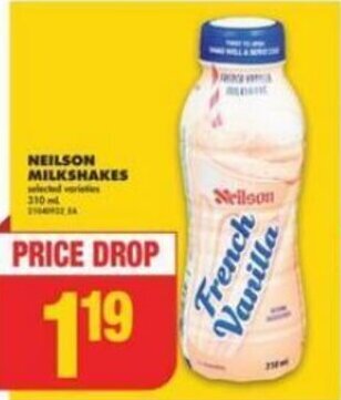 No Frills NEILSON MILKSHAKES offer