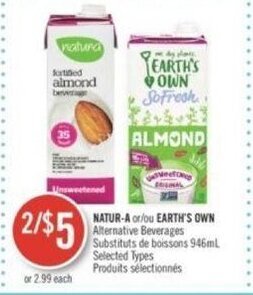 Shoppers Drug Mart NATUR-A or EARTH'S OWN Alternative Beverages offer