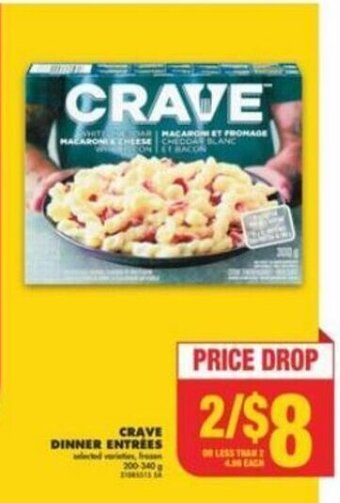 No Frills CRAVE DINNER ENTREES offer
