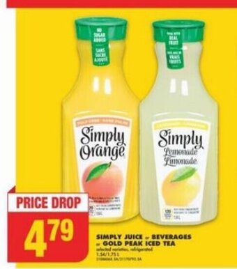 No Frills SIMPLY JUICE or BEVERAGES or GOLD PEAK ICED TEA offer