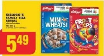 No Frills KELLOGG'S FAMILY SIZE CEREAL offer