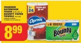 No Frills CHARMIN BATHROOM TISSUE or BOUNTY PAPER TOWELS offer