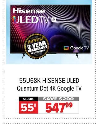 2001 Audio Video Hisense 55 uled quantum dot 4k google tv offer