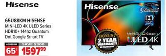 2001 Audio Video Hisense 65 mini-led 4k uled series hdr10+ 144hz quantum dot google smart tv offer