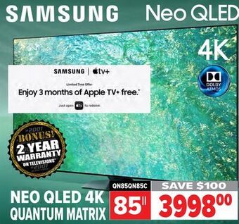 2001 Audio Video Samsung 85 qled 4k neo hdr 24x panel offer