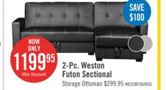 The Brick Weston 2-piece leather-look fabric right-facing futon sectional - black offer