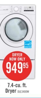 The Brick Lg 7.4 cu. ft. ultra large capacity electric dryer - dle3400w offer