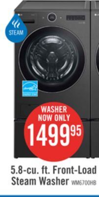 The Brick Lg 5.8 cu. ft. smart front-load washer with ai dd 2.0 - wm6700hba offer