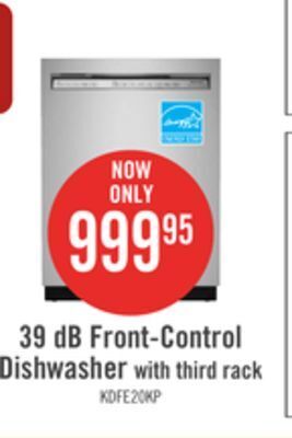 The Brick Kitchenaid 39 db front-control dishwasher with third level rack - kdfe204kps offer